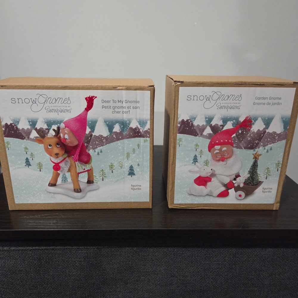 Department 56 Snow Gnome Snowpinions Figurine Deer To My Gnomie Garden Gnome Lot
